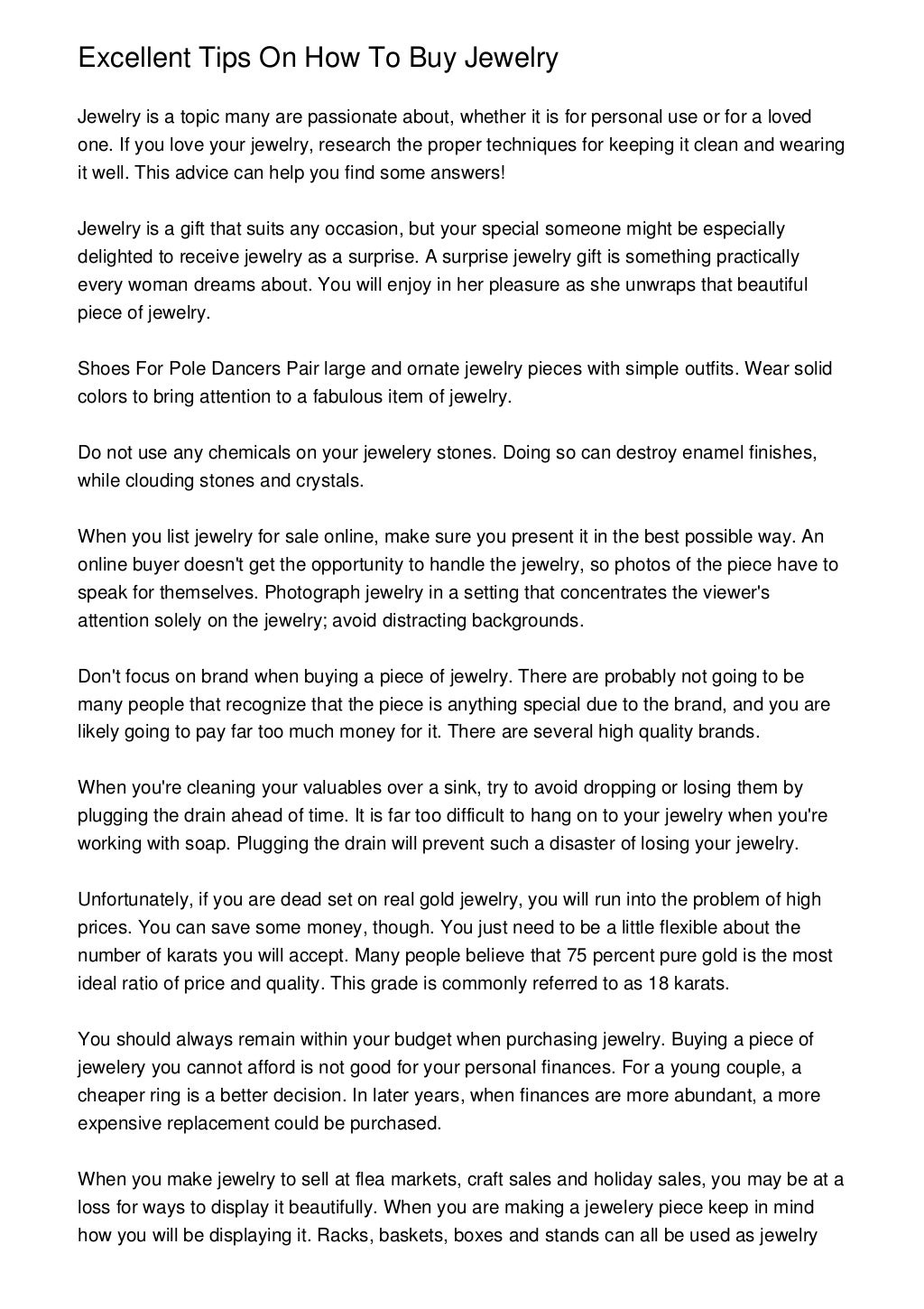 Excellent Tips On How To Buy Jewelry