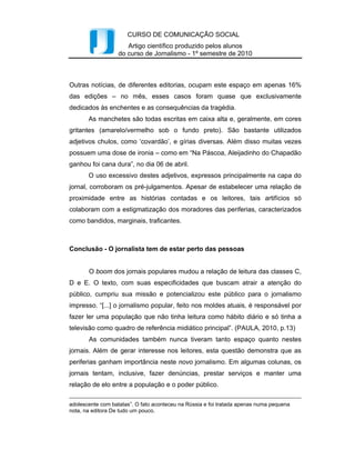 Jornalismo Popular e Representação das Periferias