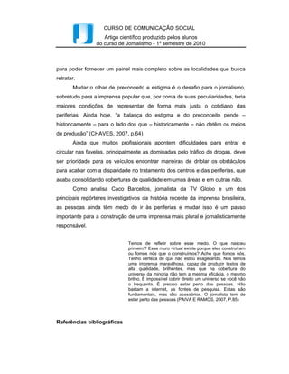 Jornalismo Popular e Representação das Periferias