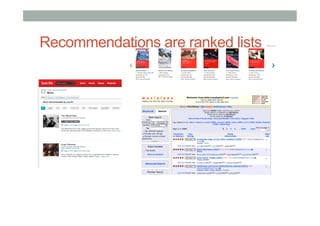 Recommendations are ranked lists

 