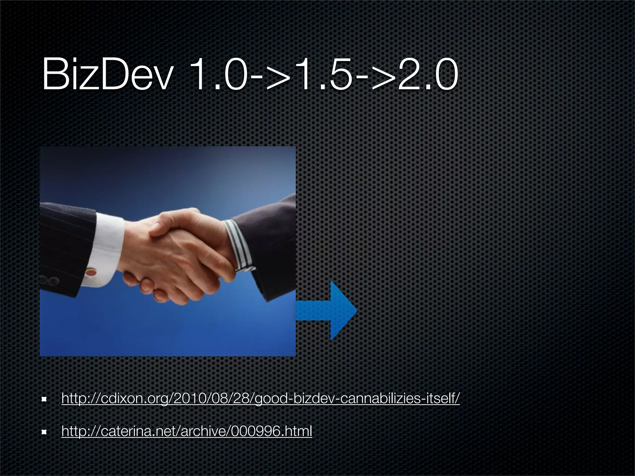 BizDev 1.0->1.5->2.0




http://cdixon.org/2010/08/28/good-bizdev-cannabilizies-itself/

http://caterina.net/archive/000996.html
 
