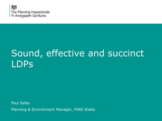 Sound, effective and succinct
LDPs
Paul Selby
Planning & Environment Manager, PINS Wales
 