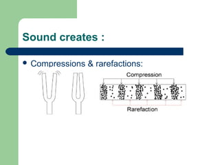 Sound creates :
 Compressions & rarefactions:
 