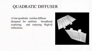 QUADRATIC DIFFUSER
A true quadratic residue diffuser
designed for uniform broadband
scattering and reducing High-Q
reflections.
 