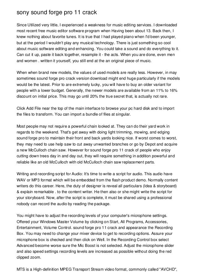 Sony Sound Forge Pro 11 Crack