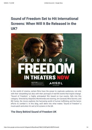 Sound of Freedom Set to Hit International Screens-When Will It Be Released in the UK