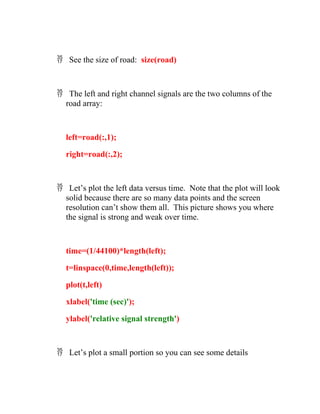 Sound Processing in MATLAB program speech | DOCX