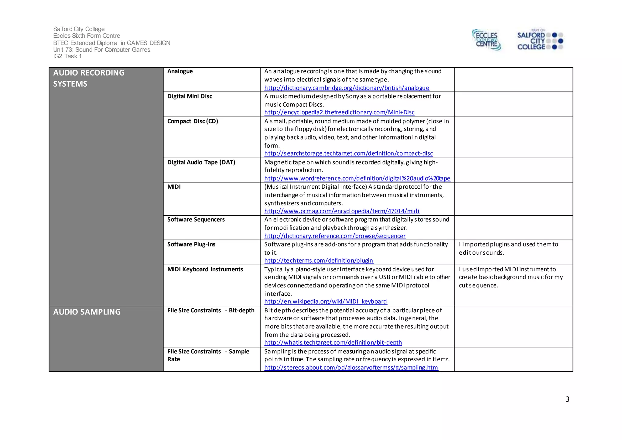 Sound recording glossary PPT