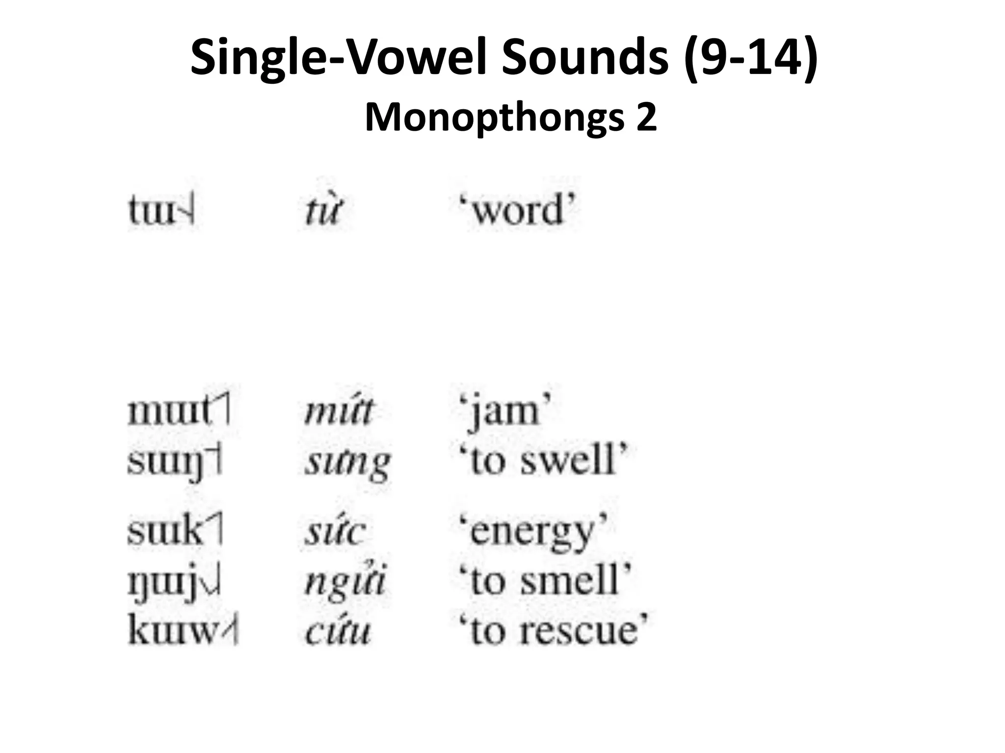 Single-Vowel Sounds (9-14) 
Monopthongs 2 
 