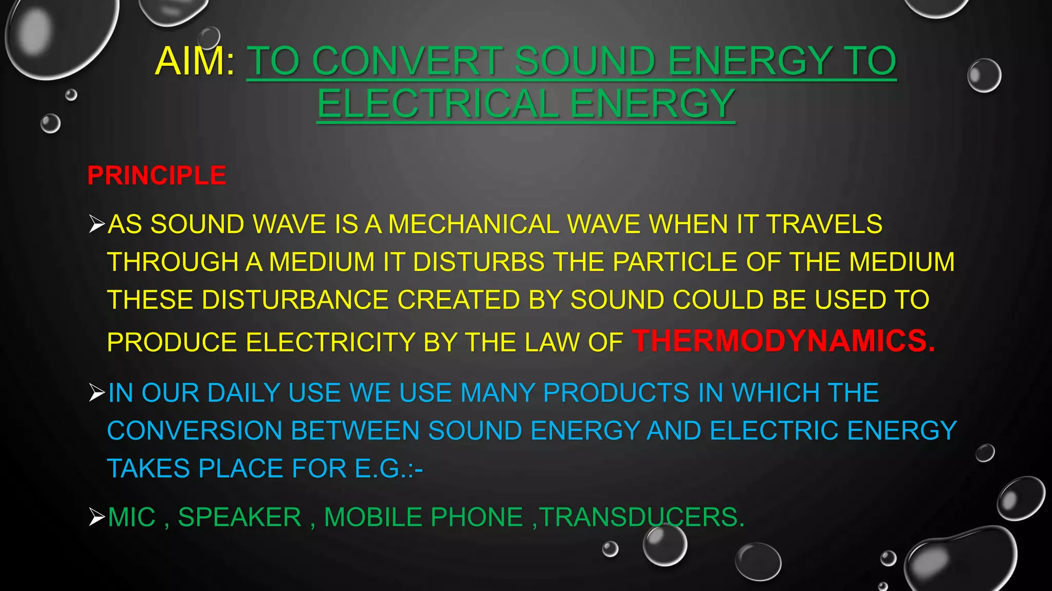 Sound to elelectricity | PPTX