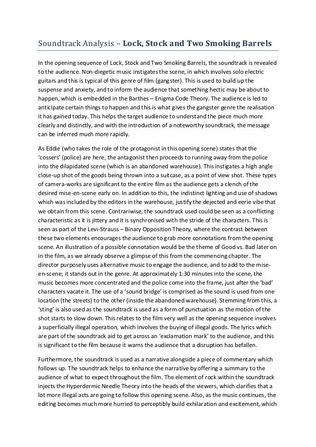 Soundtrack Analysis Lock, Stock and Two Smoking Barrels