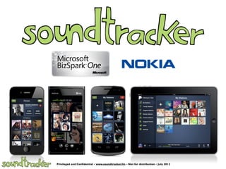 Privileged and Conﬁdential - www.soundtracker.fm - Not for distribution - July 2012
 