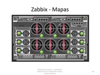 Zabbix - Mapas
46
Zabbix para iniciantes - Junho/2016 -
Werneck Costa / Halexandro Freitas /
Sansão Simonton
 