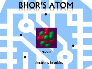 electrons in orbits
Nucleus
 