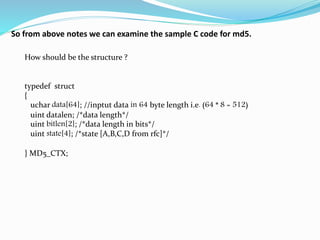 Basic explanation to md5 implementation in C | PPTX