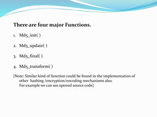 Basic explanation to md5 implementation in C | PPTX