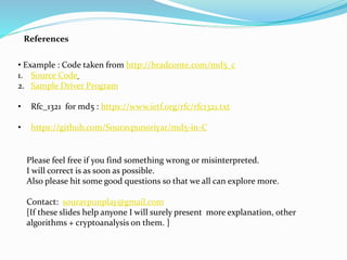 Basic explanation to md5 implementation in C | PPTX