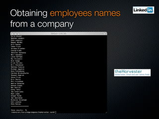 Obtaining employees names
from a company
 