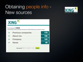 Obtaining people info -
New sources
 