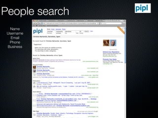 People search
   Name
 Username
   Email
  Phone
 Business
 