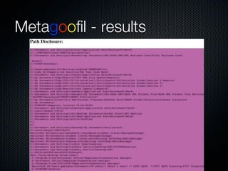Metagooﬁl - results
 