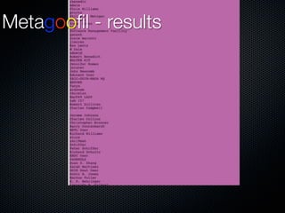 Metagooﬁl - results
 