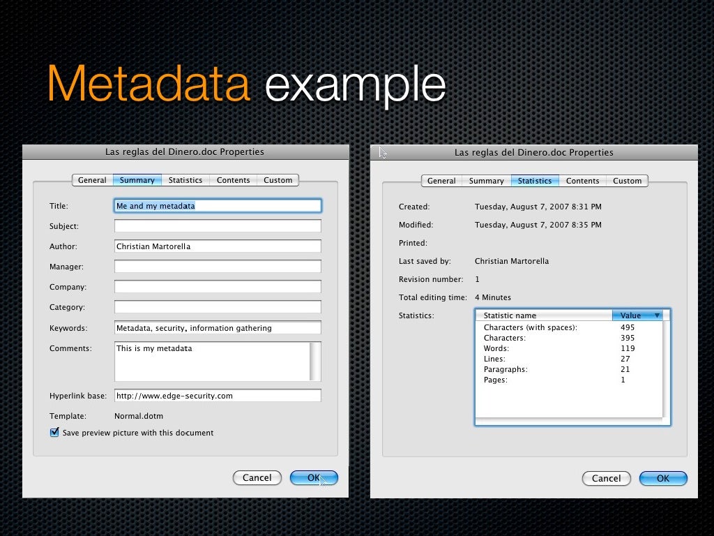 Metadata - example