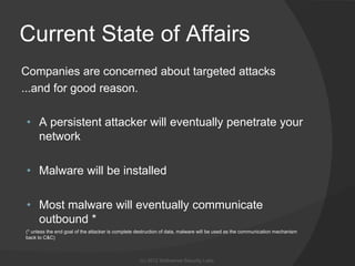 Current State of Affairs
Companies are concerned about targeted attacks
...and for good reason.

• A persistent attacker w...