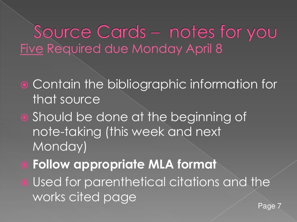 Source cards, note cards
