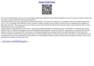 Source Code Essay | PPT
