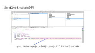 SendGrid Smalltalkの例
github://<user>/<project>[:SHA][/<path>] というルールになっている
 