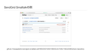 SendGrid Smalltalkの例
github://newapplesho/sendgrid-smalltalk:ce676f2225374264108042c4c734fe116b3c5080/pharo-repository
 