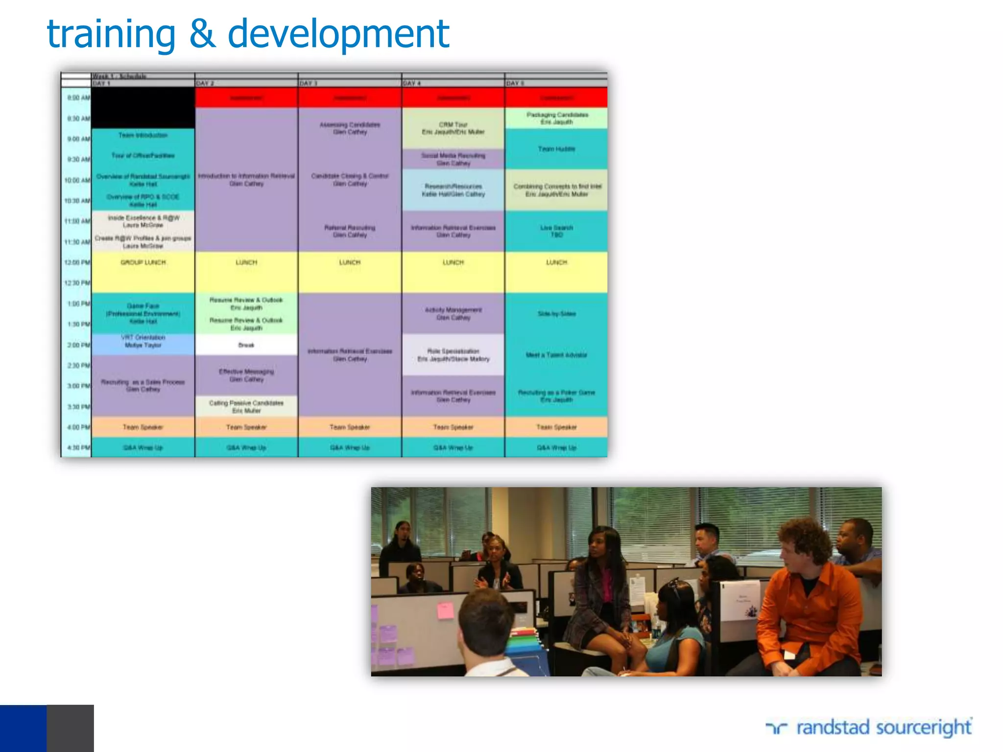 training & development
 