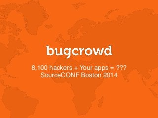 8,100 hackers + Your apps = ???
SourceCONF Boston 2014
 