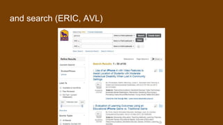 and search (ERIC, AVL)