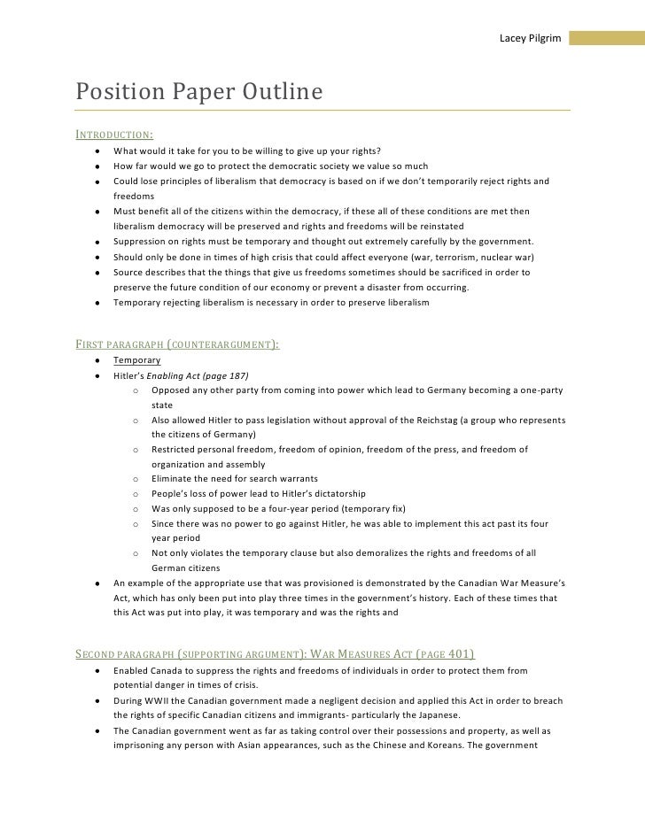 Position paper outline template. Position Paper Assignment. 2019-01-14