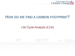 HOW DO WE FIND A CARBON FOOTPRINT?
Life Cycle Analysis (LCA)
 