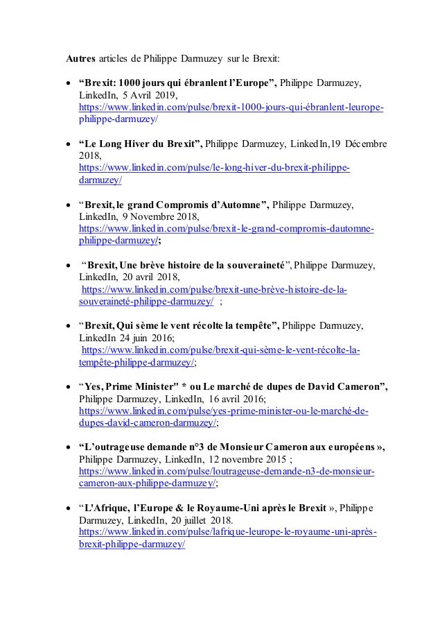 Sources bibliographie essai brexit linkedin 11.11 2018