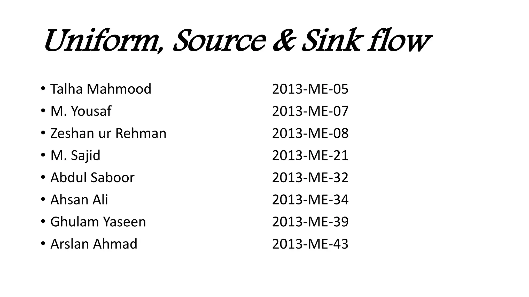Source & sink flow | PPTX | Physics | Science