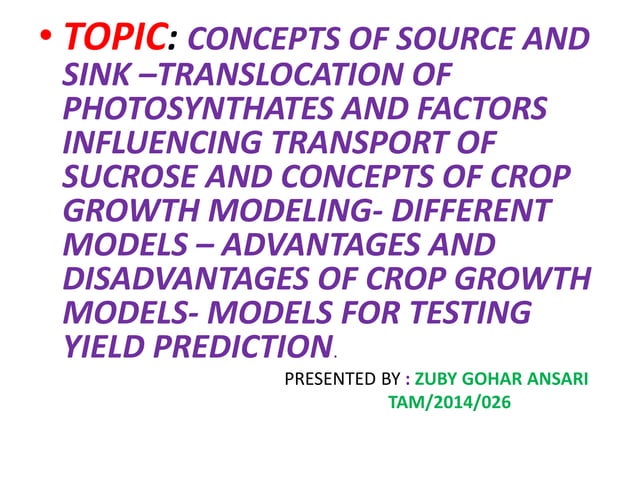 Source sink relationship and different growth models | PPTX