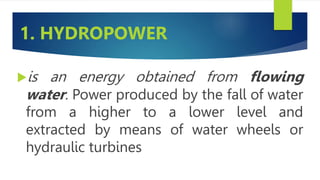 sources of electricity: hydro power, solar power etc. | PPTX