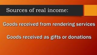 Sources of real income:
 
