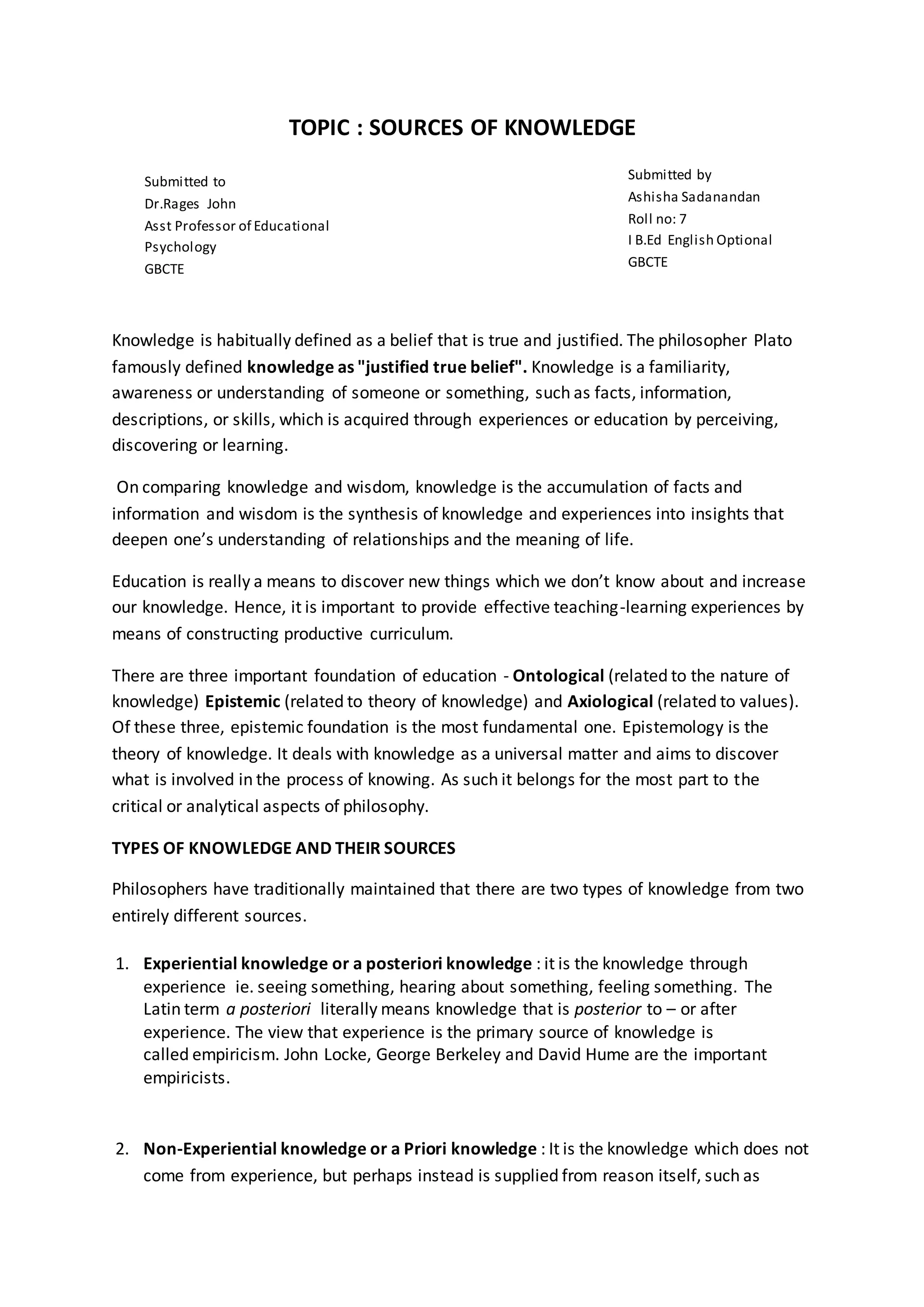 Sources of knowledge | DOCX