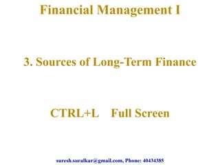Sources of long term finance theory