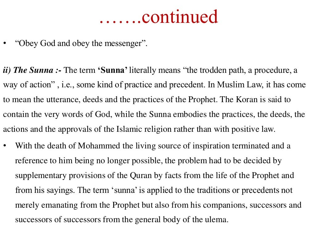 Sources Of Muslim Law