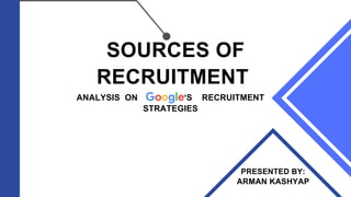 SOURCES OF
RECRUITMENT
ANALYSIS ON ‘S RECRUITMENT
STRATEGIES
PRESENTED BY:
ARMAN KASHYAP
 