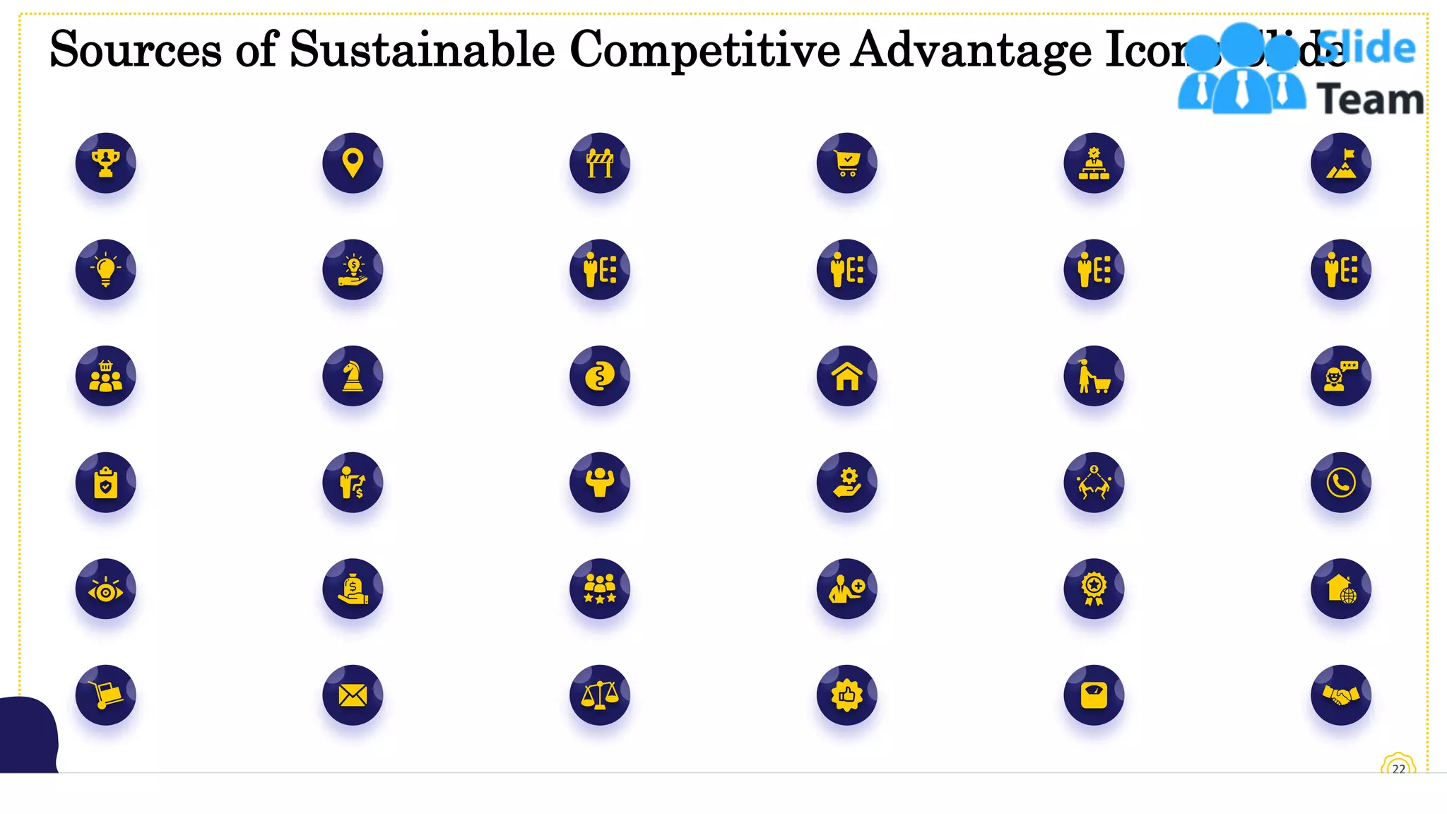 Sources of Sustainable Competitive Advantage Icons Slide
22
 