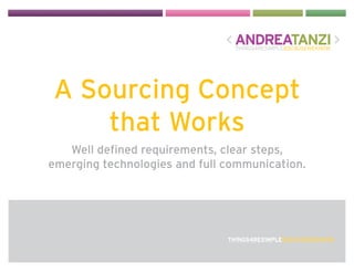 A Sourcing Concept
    that Works
   Well defined requirements, clear steps,
emerging technologies and full communication.
 