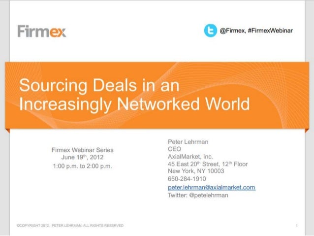 Sourcing Deals in an Increasingly Networked World