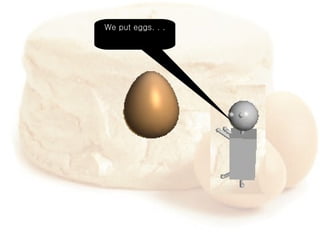 We put eggs. . . 